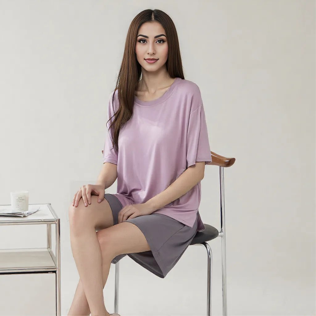 Premium Modal Dreamy Lilac Padded Pajama Set - Zero Bra