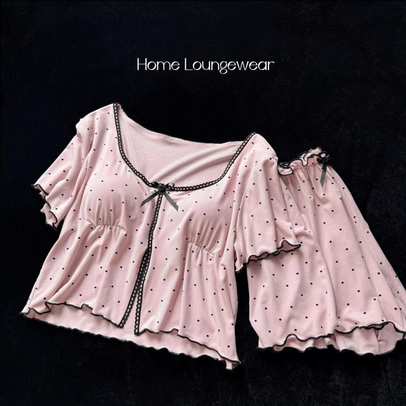 Premium Modal Flirty Dot Built - In Bra PJ Set – Bubblegum Chic Edition - Zero Bra