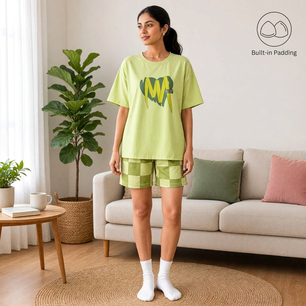 Premium Modal Matcha Padded Night Suit