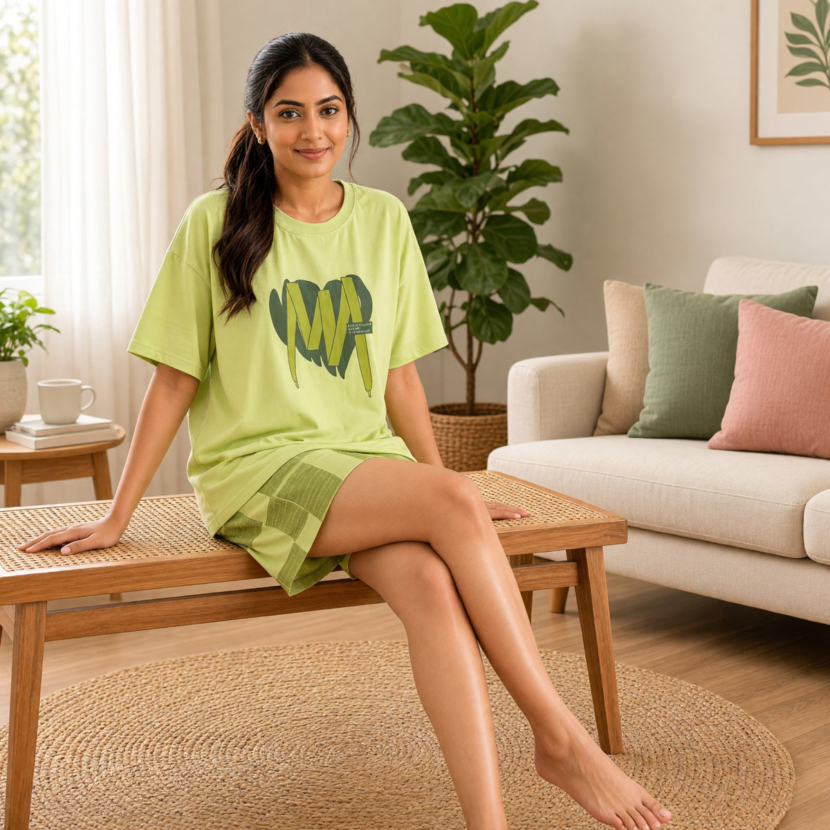 Premium Modal Matcha Padded Night Suit