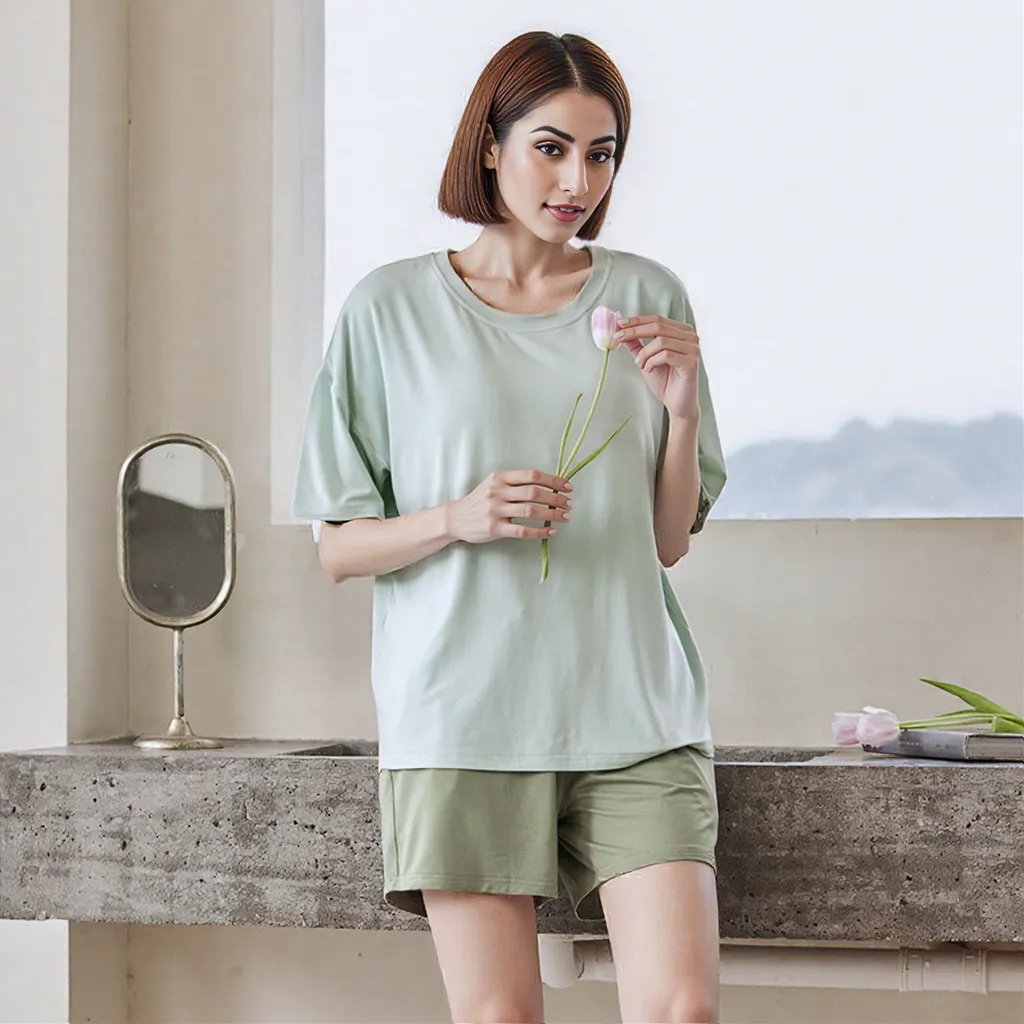 Premium Modal Sage Serenity Built - In Bra Lounge Set - Zero Bra