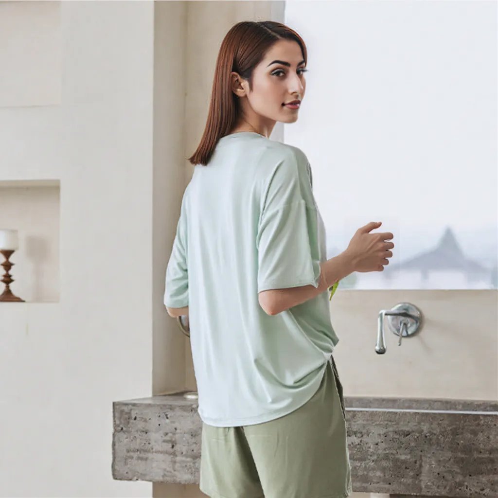 Premium Modal Sage Serenity Built - In Bra Lounge Set - Zero Bra