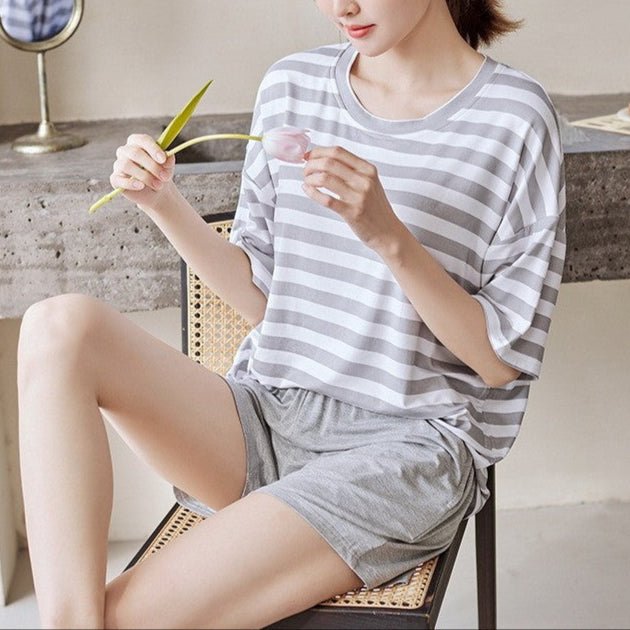 Premium Modal Silver Cloud Built - In Bra Lounge Set - Zero Bra