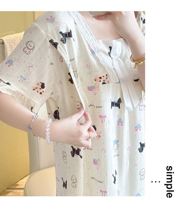 Puppy Tunes Nursing PJ Set – Maternity & Summer Breezy Ease - Zero Bra