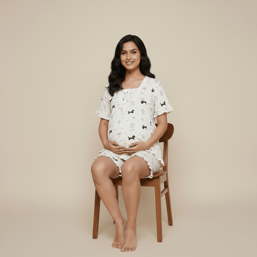 Puppy Tunes Nursing PJ Set – Maternity & Summer Breezy Ease - Zero Bra