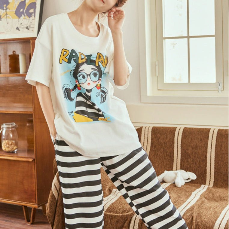 Radiant Rebel Striped PJ Set – With Padded Attitude - Zero Bra