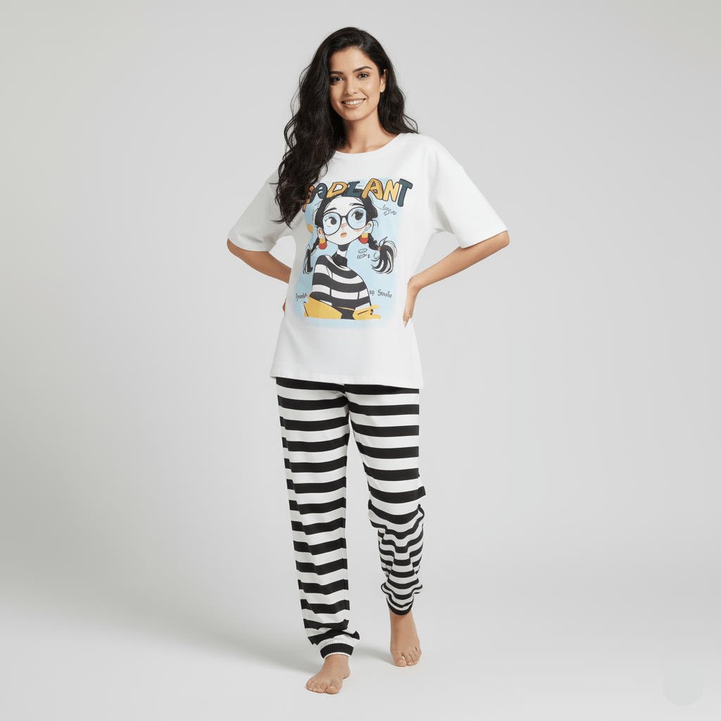 Radiant Rebel Striped PJ Set – With Padded Attitude - Zero Bra