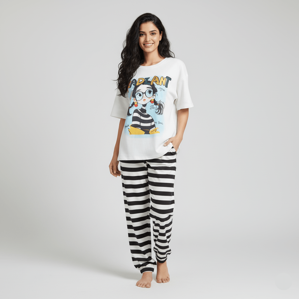 Radiant Rebel Striped PJ Set – With Padded Attitude - Zero Bra