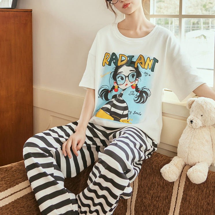 Radiant Rebel Striped PJ Set – With Padded Attitude - Zero Bra