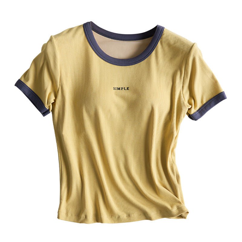 Retro Ringer Built - In Bra Tee – Classic Cool, Made Comfy! - Zero Bra