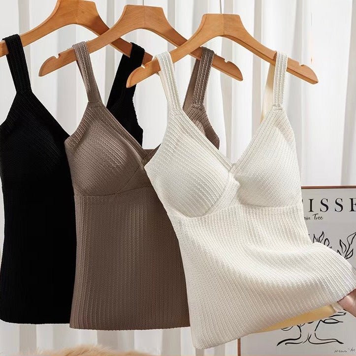 Ribbed Knit Camisole with Built - In Bra – Cozy, Chic & Supportive - Zero Bra