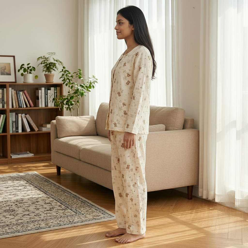 ZeroBra Tiny Teddy Garden Lounge Set in floral print - comfortable padded nightwear bra and pajama set for Indian women