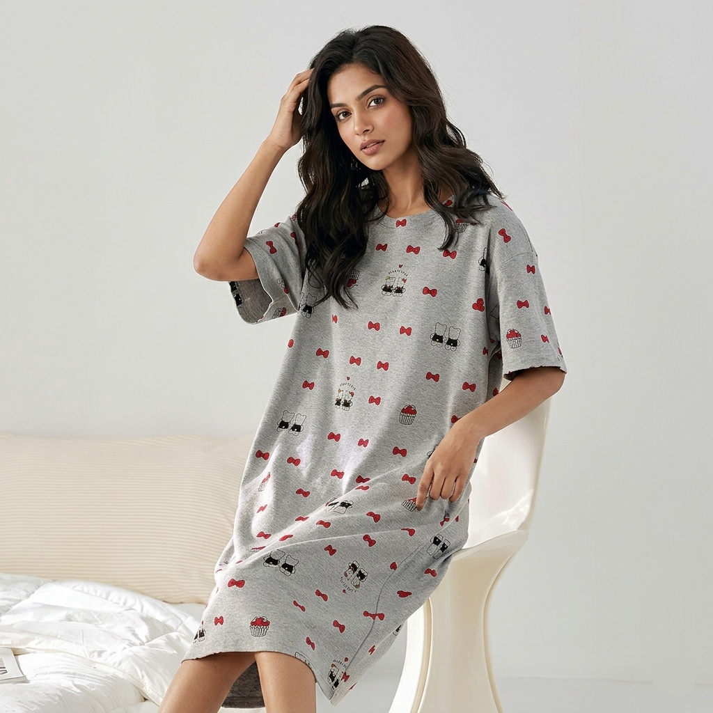 Elegant Nightgown 05 in soft fabric showcasing comfortable Indian lingerie design by ZeroBra brand