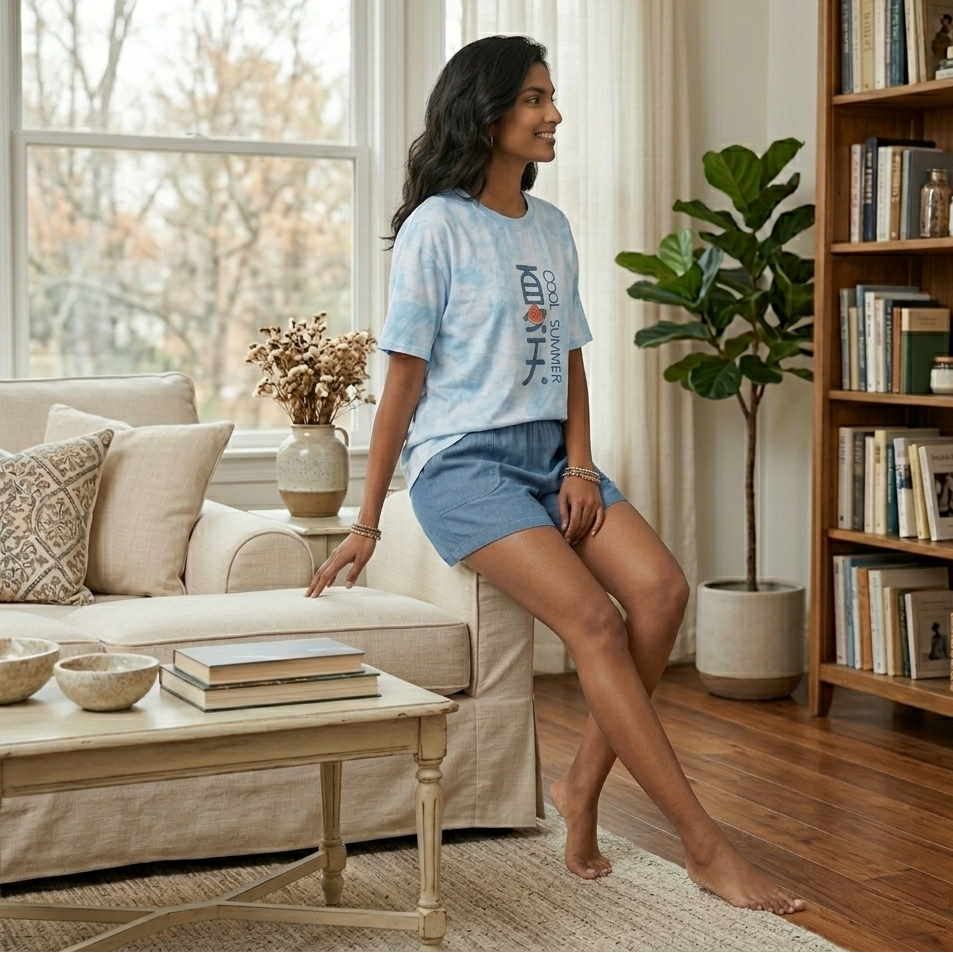 ZeroBra Cool Summer Breeze padded co-ord set in soft pastel, comfortable Indian loungewear for women