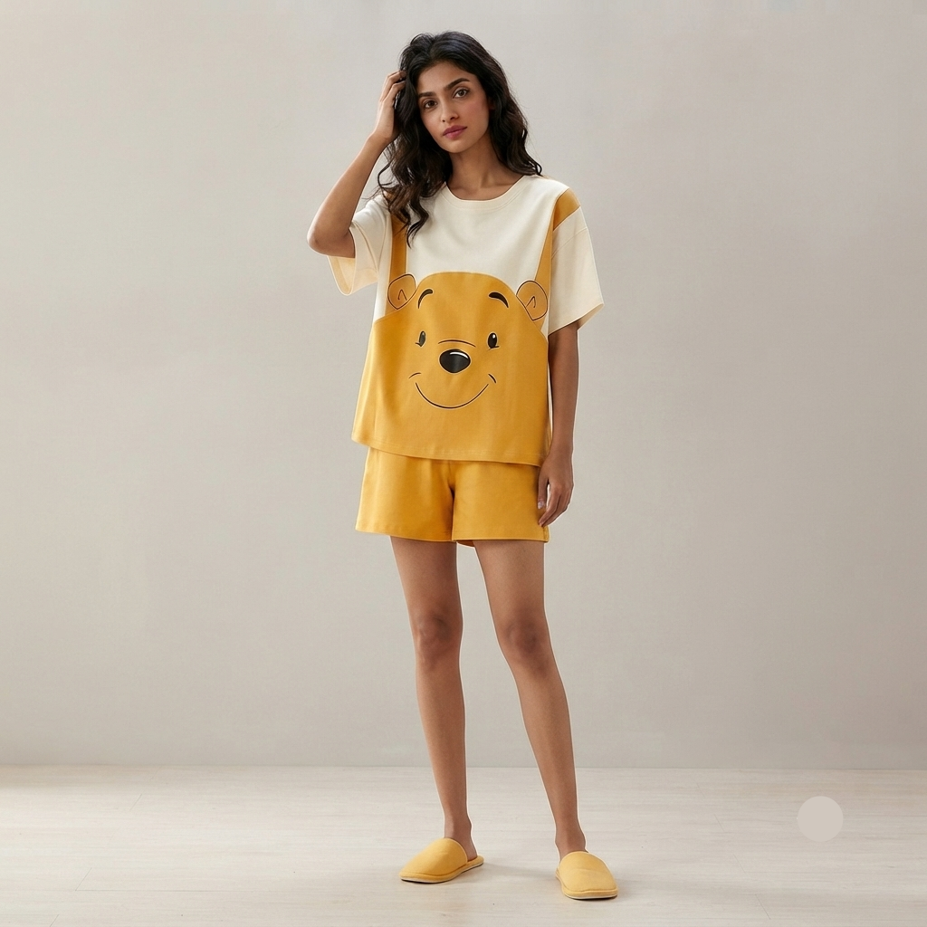 ZeroBra Honeybear PJ Set – cozy Indian nightwear with playful print, comfortable fit for restful nights