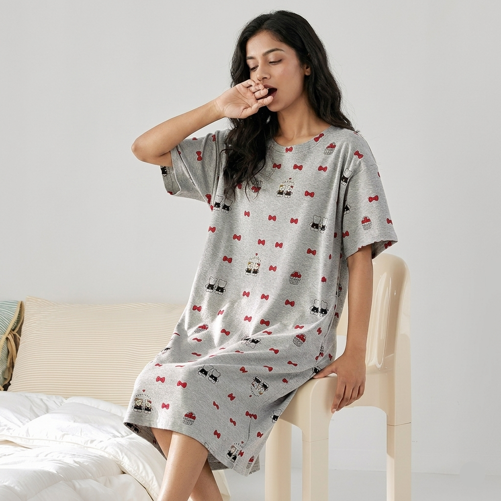 Comfortable purple Nightgown 05 by ZeroBra featuring soft fabric and relaxed fit for Indian women