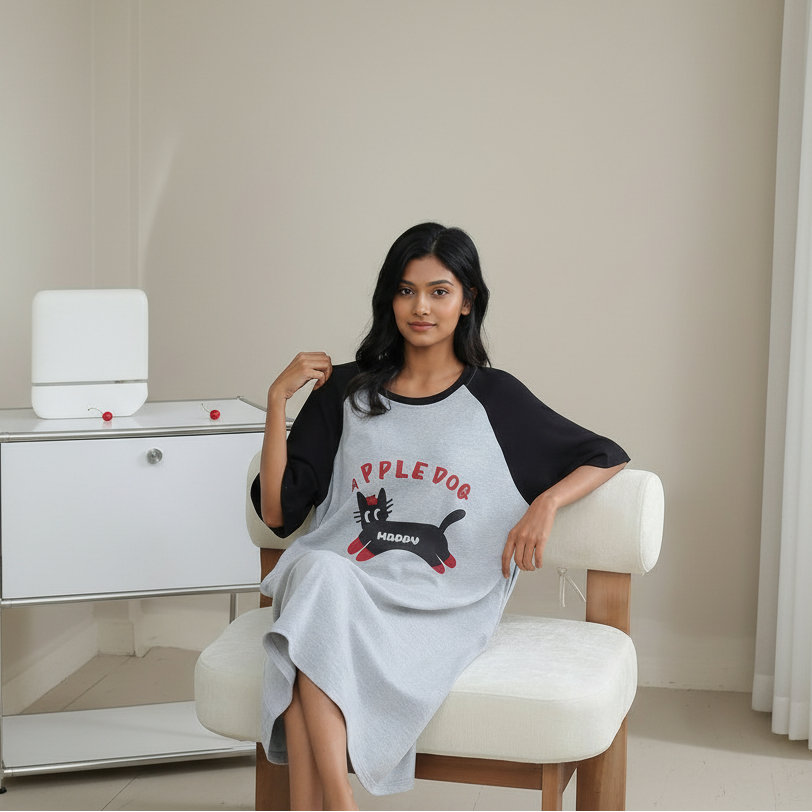 ZeroBra Nightgown 08 in soft fabric, comfortable sleepwear design for Indian women, elegant style