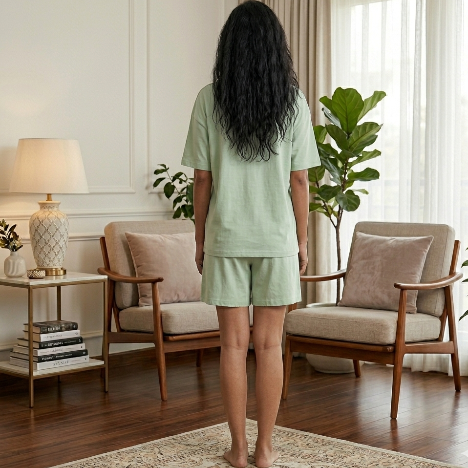 ZeroBra Mint Teddy Sleep Tee in soft mint green with built-in padded comfort, comfortable Indian lingerie