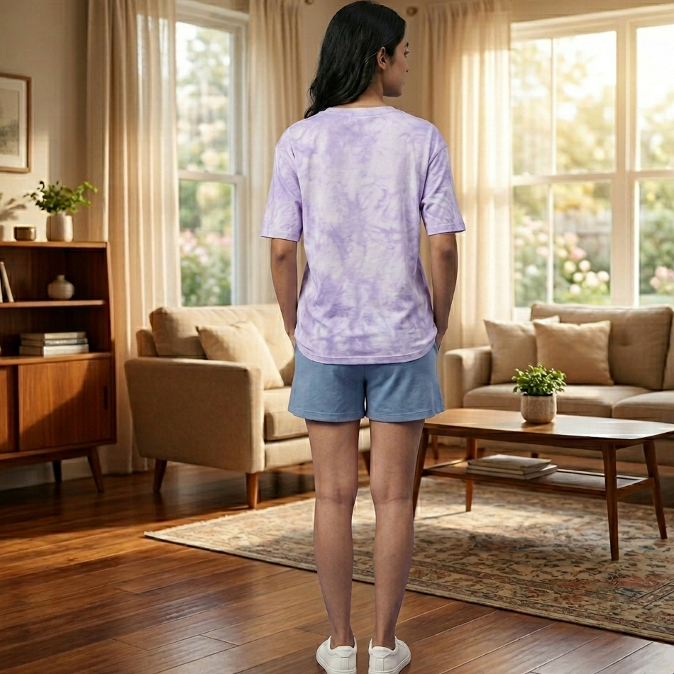 Lavender Bunny Breeze pajama lounge set with built-in padded bra comfort, ZeroBra Indian lingerie brand