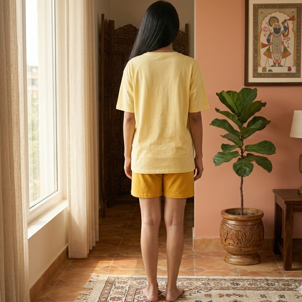 Sunny Bliss Lounge Set in bright yellow with padded comfort bra top and matching pajama bottoms from ZeroBra