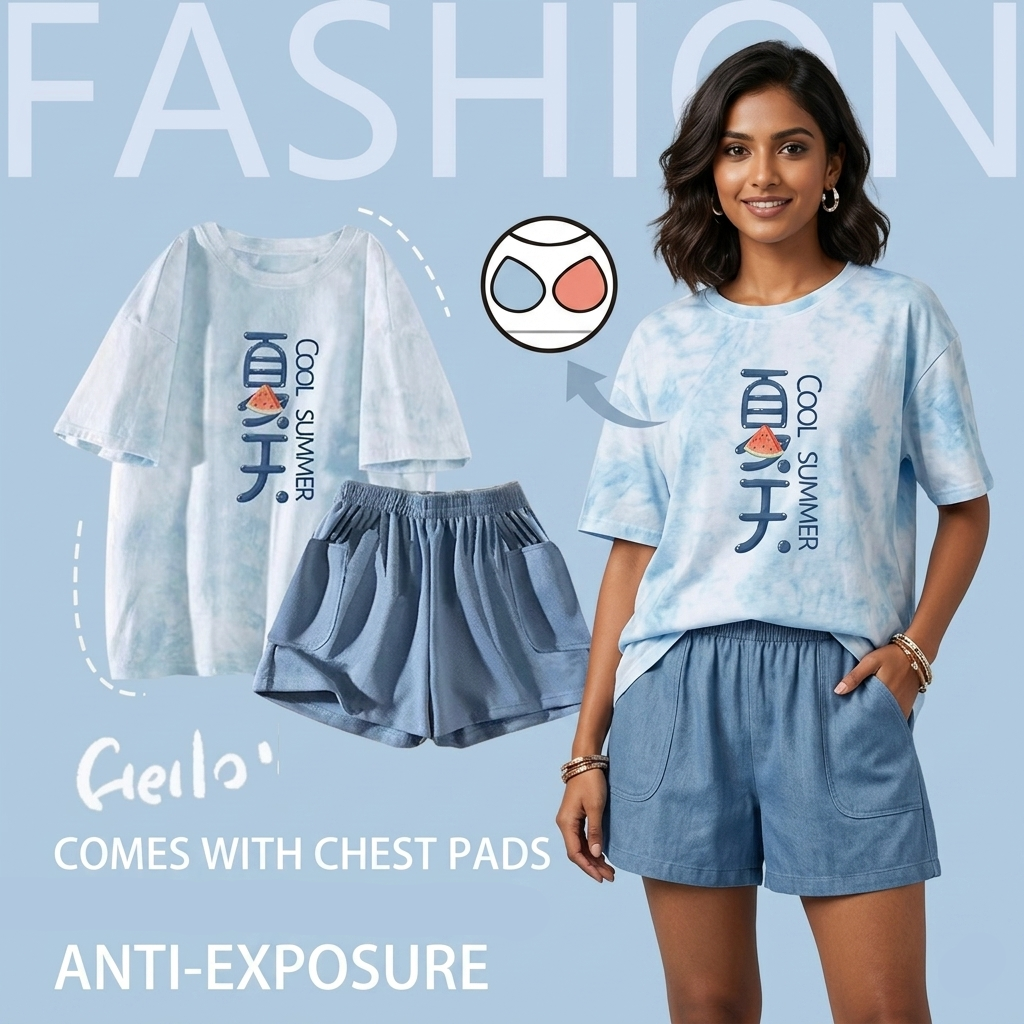 Cool Summer Breeze padded lounge set in soft pastel blue, comfortable Indian bra and pajama co-ord by ZeroBra