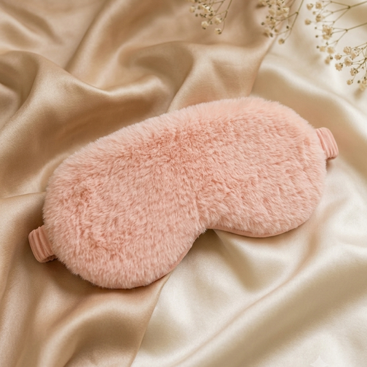 ZeroBra Peach Bliss Plush Sleep Eye Mask in soft peach, comfortable and cozy for restful sleep