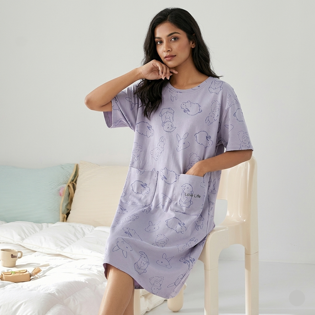 Comfortable black Nightgown 06 from ZeroBra showcasing elegant design and soft fabric for Indian women's sleepwear