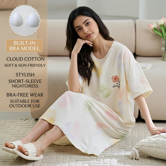 ZeroBra Nightgown 12 in soft fabric, comfortable sleepwear for Indian women, elegant design