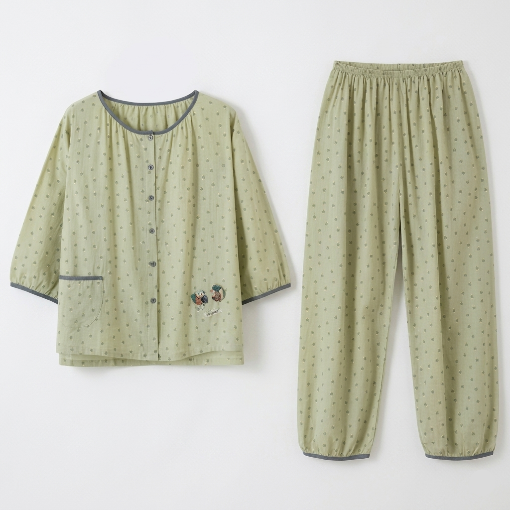 ZeroBra Sage Whisper olive green padded pajama set showing comfortable sleepwear with soft fabric details