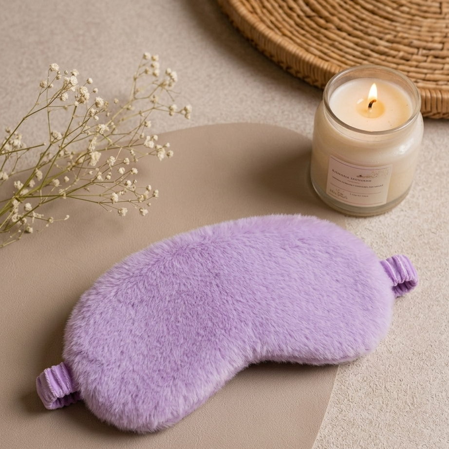 ZeroBra Lavender Dream Plush Sleep Eye Mask in soft purple, comfortable padded design for restful sleep