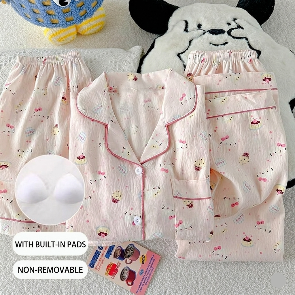Blush pink padded pajama set with built-in bra from ZeroBra - comfortable Indian loungewear for women