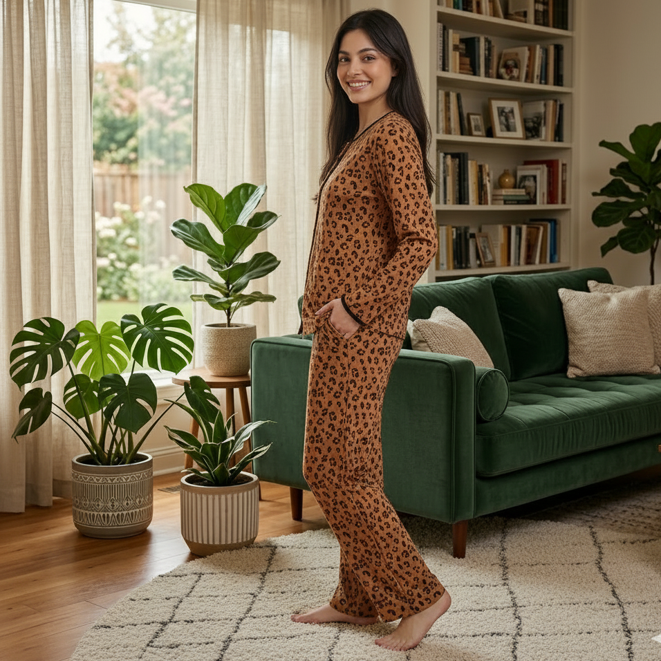 Wild Chic Comfort Set padded nightwear in soft fabric, showcasing comfortable Indian lingerie design by ZeroBra