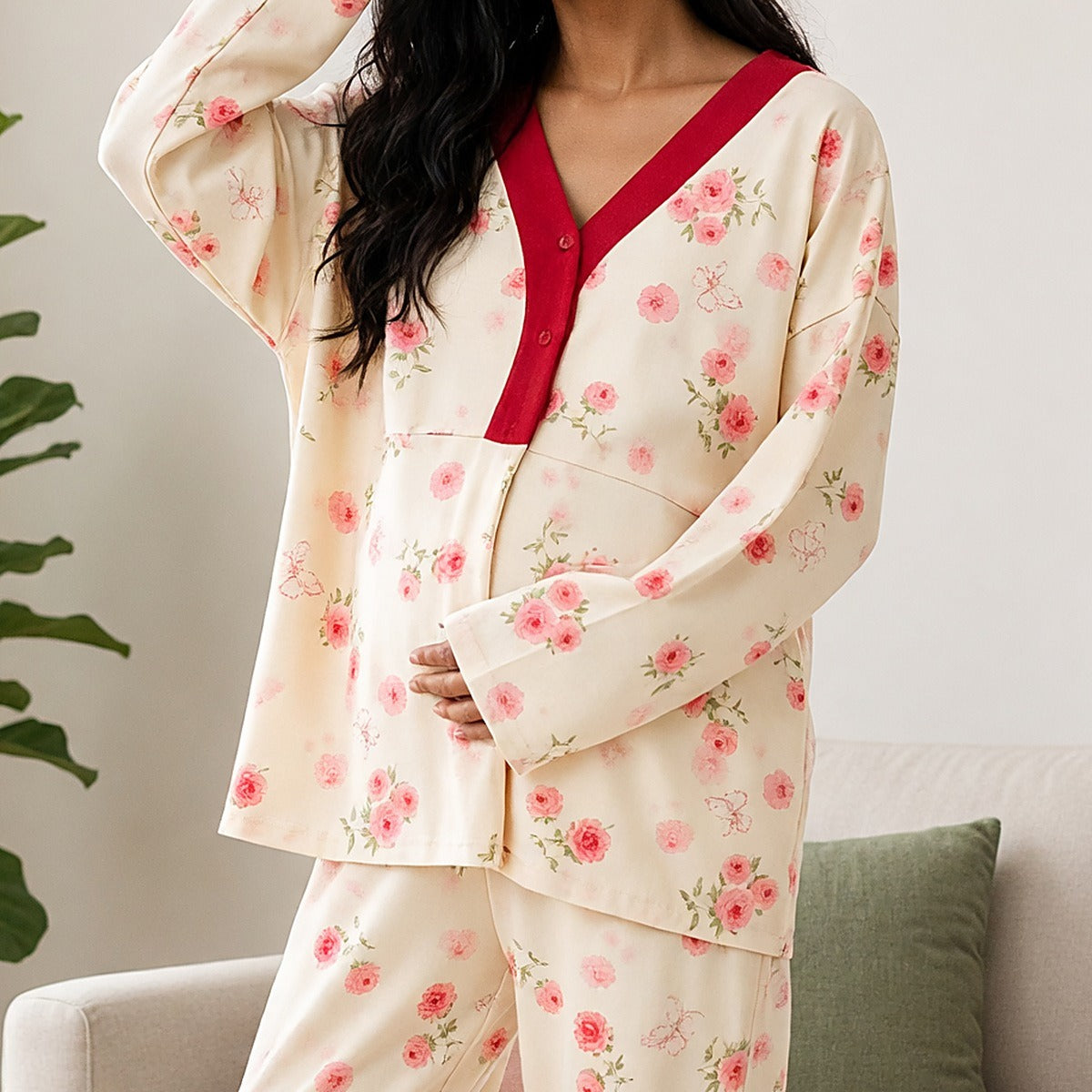 Rosé Bloom Padded Feeding Night Suit