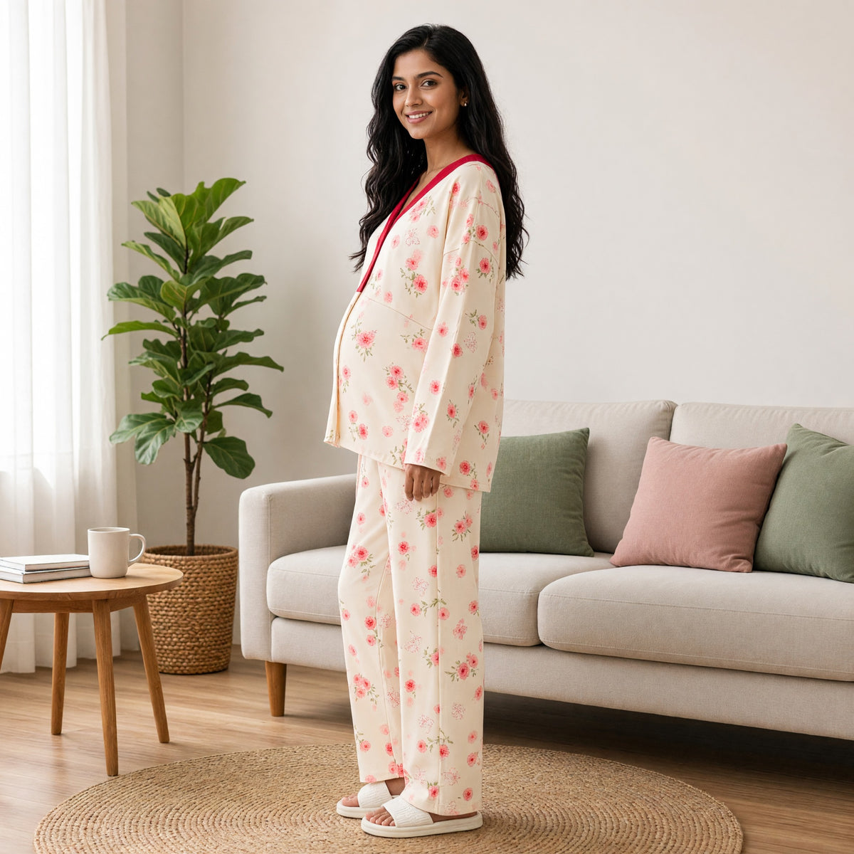 Rosé Bloom Padded Feeding Night Suit