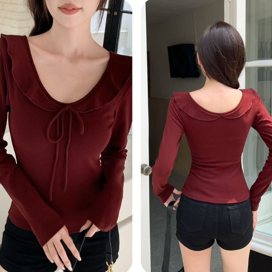 Ruffle Bow - Tie Built - In Bra Top – Cozy & Elegant - Zero Bra