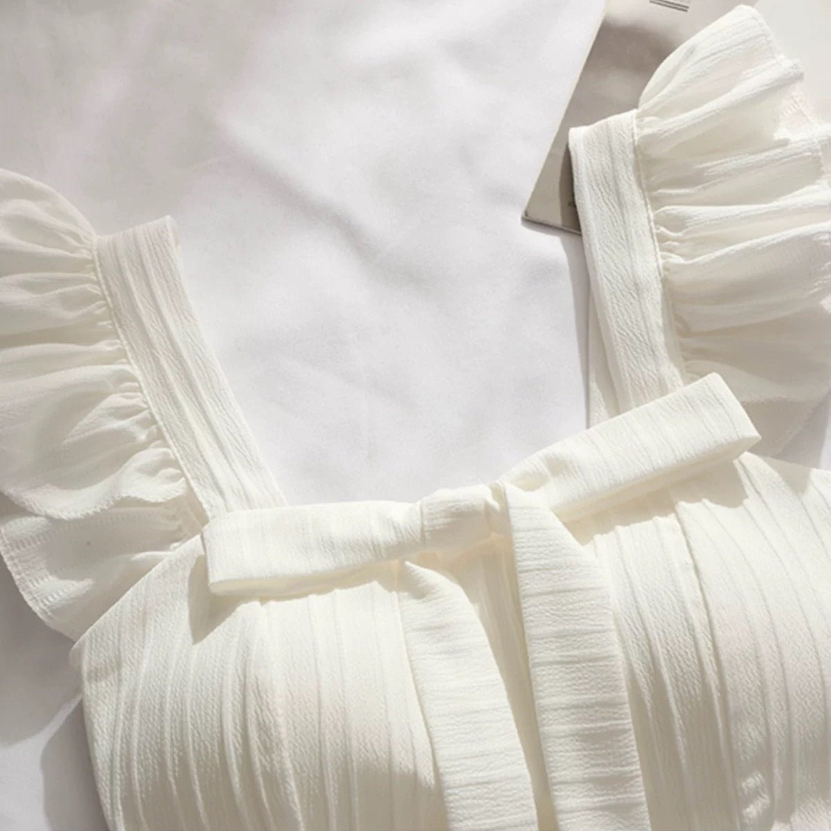 Ruffle Strap Built - in Bra Crop Top – Feminine & Flirty - Zero Bra