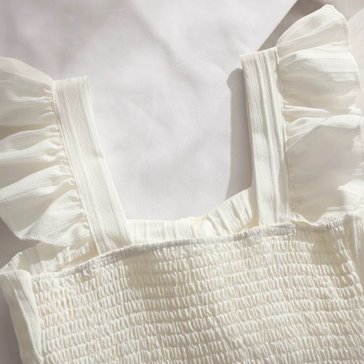 Ruffle Strap Built - in Bra Crop Top – Feminine & Flirty - Zero Bra