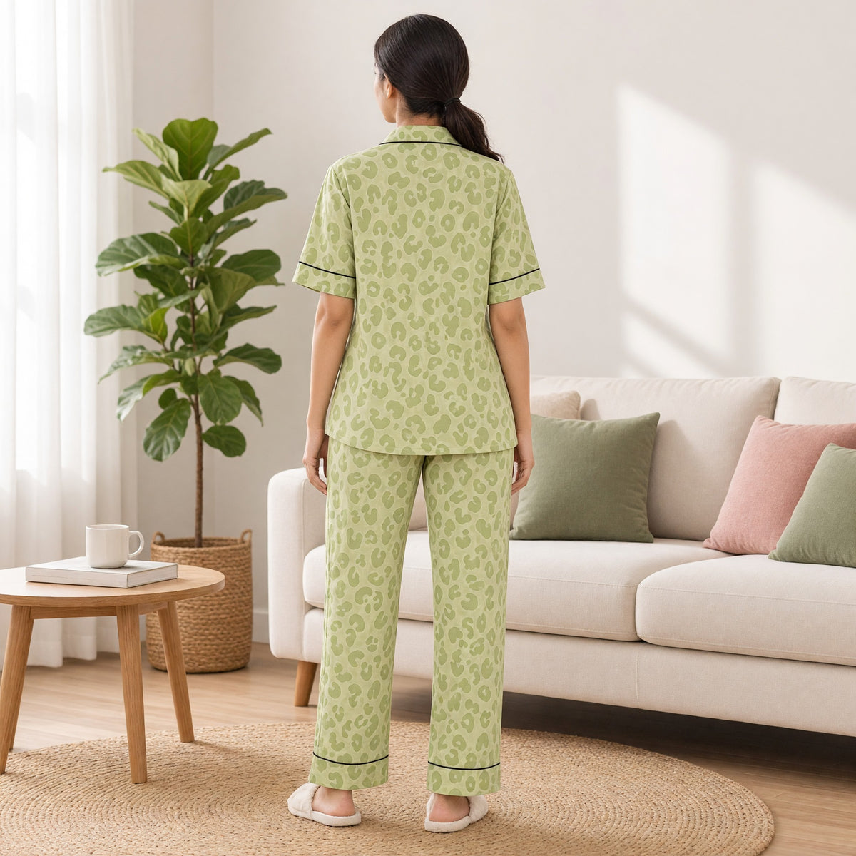 Sage Leopard Padded PJ Set