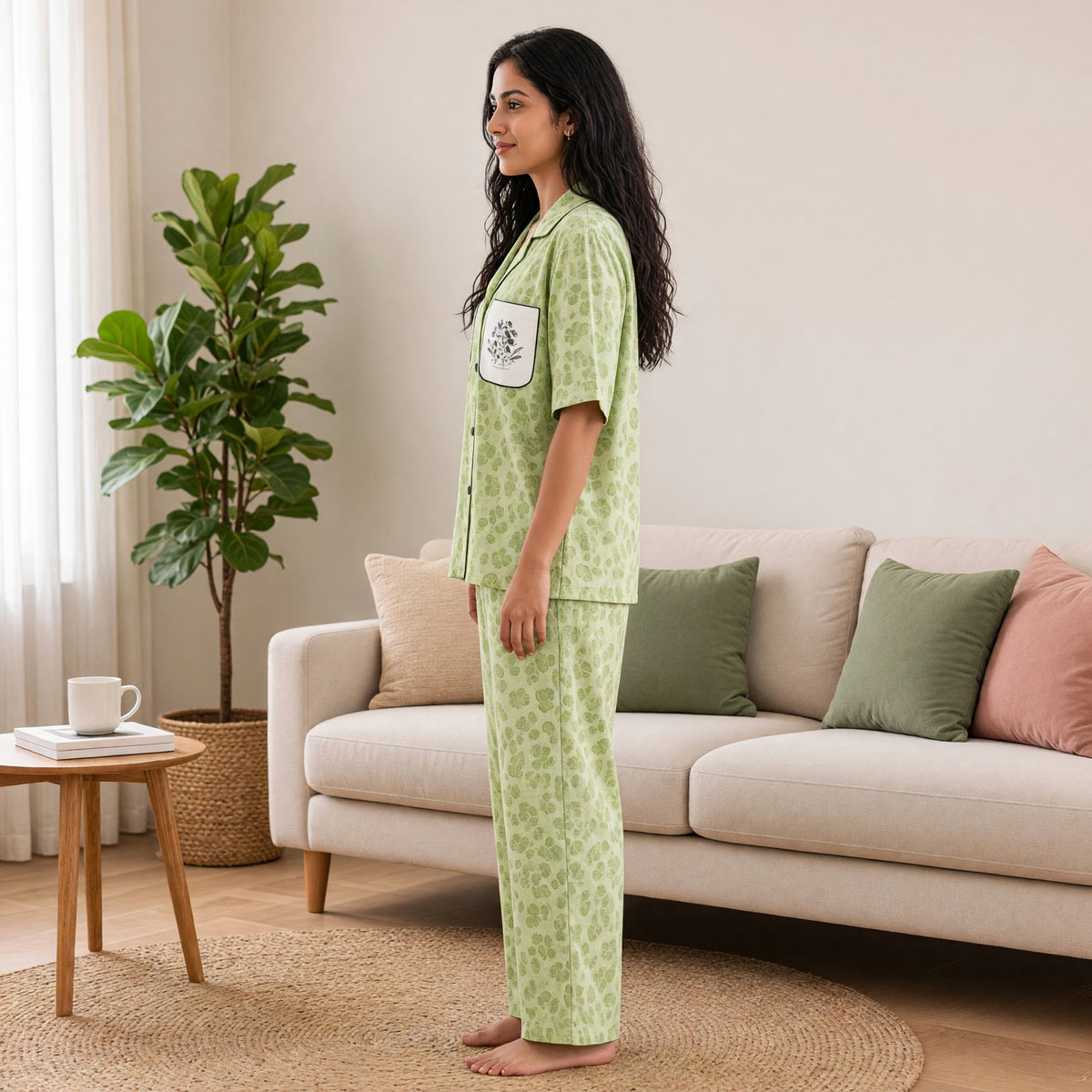 Sage Leopard Padded PJ Set