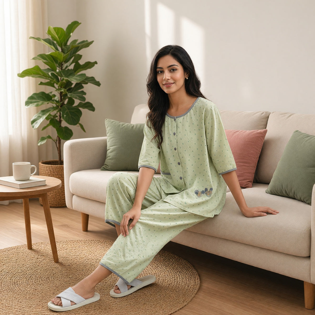 Sage Whisper Padded Night Suit