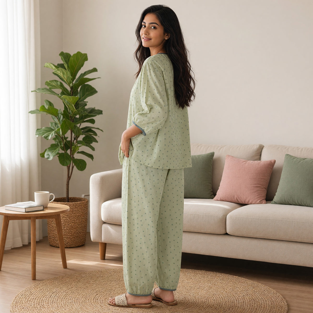 Sage Whisper Padded Night Suit