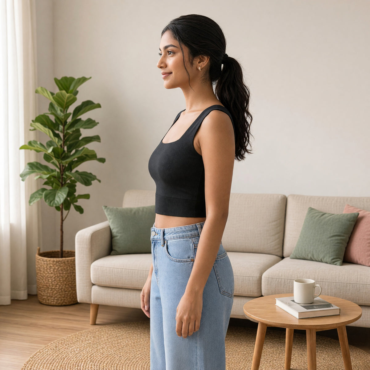 SculptEase Square-Neck Built-in Bra Tank Top