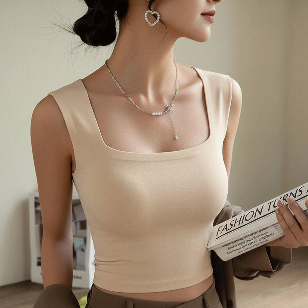 SculptEase Square Neck Tank Top With Built - In Bra - Zero Bra