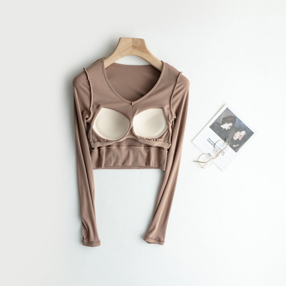 Sleek Stretch Built - In Bra Crop Top – Where Comfort Meets Cool - Zero Bra