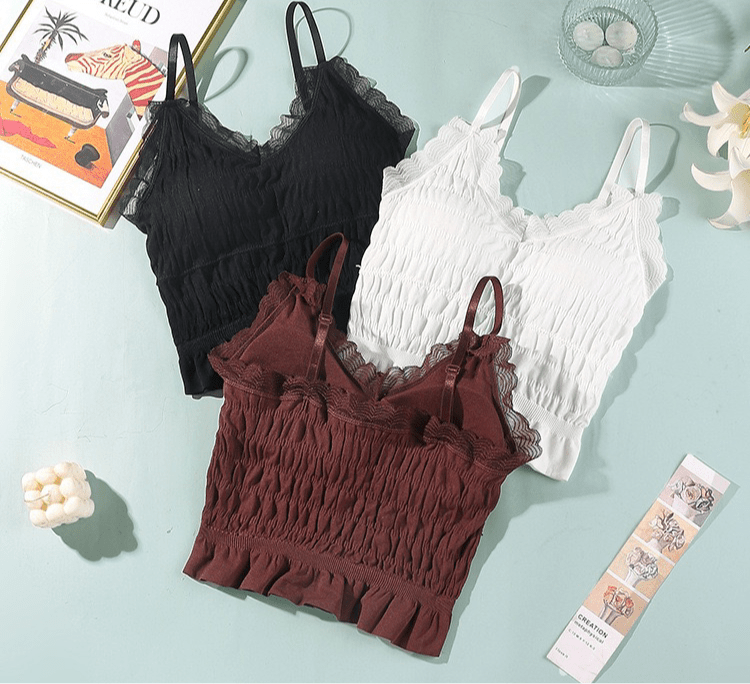 Smocked Lace - Trim Cami - Zero Bra