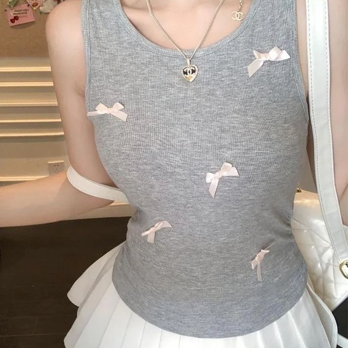 Soft Bow - Embellished Built - In Bra Tank – Sweet & Stylish - Zero Bra