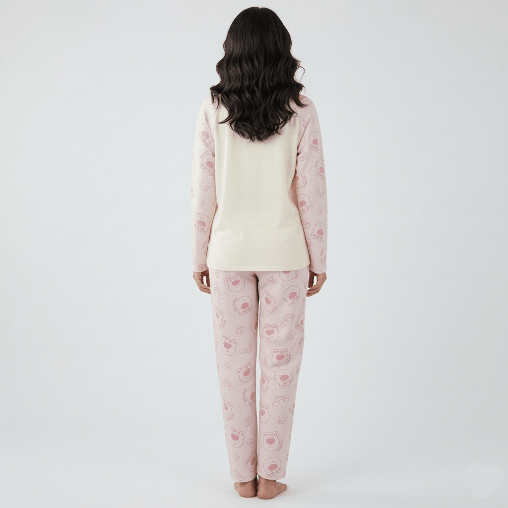 Strawberry Bear Dreams PJ Set – With Padded Bliss - Zero Bra