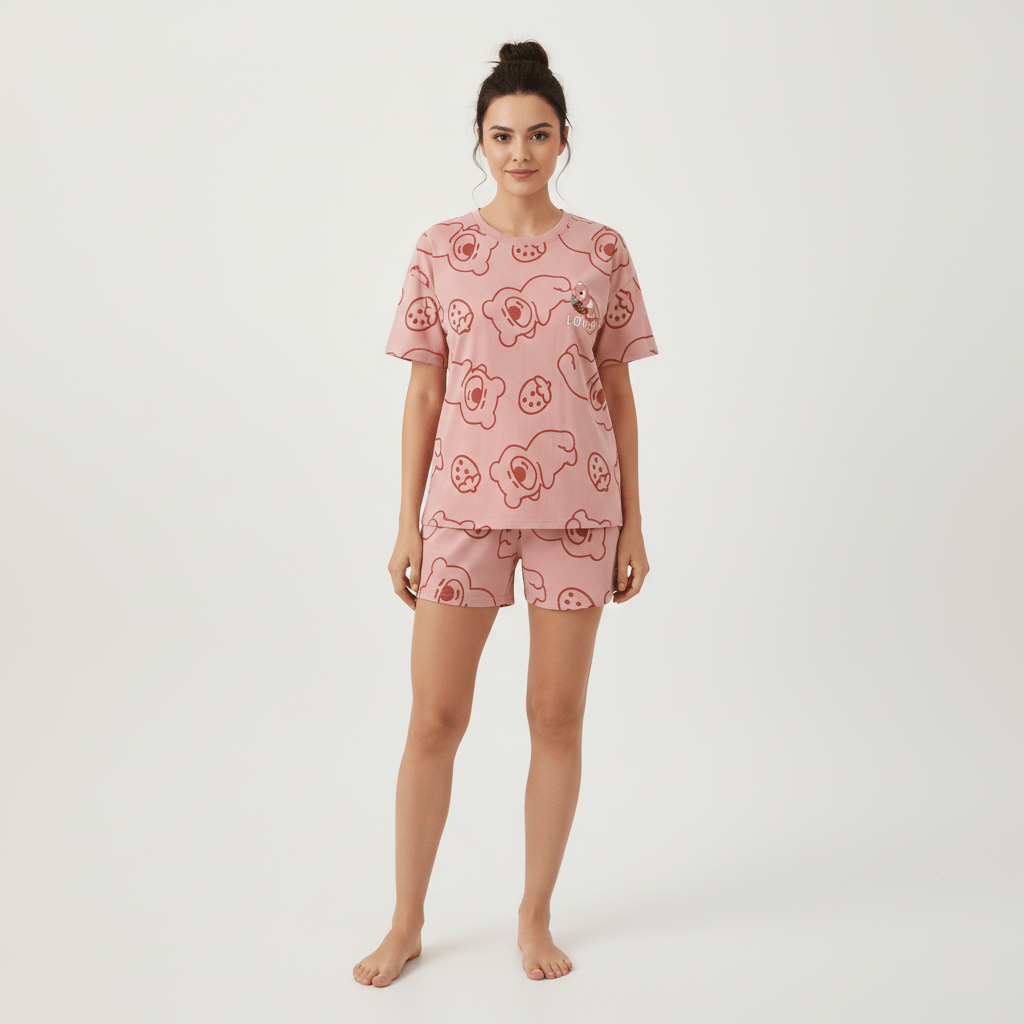 Strawberry Bear Padded PJ Set – Lovely Pink Edition - Zero Bra