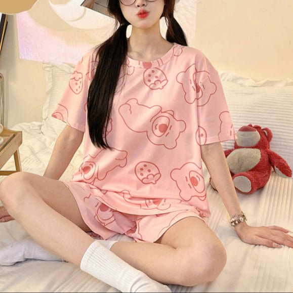 Strawberry Bear Padded PJ Set – Lovely Pink Edition - Zero Bra
