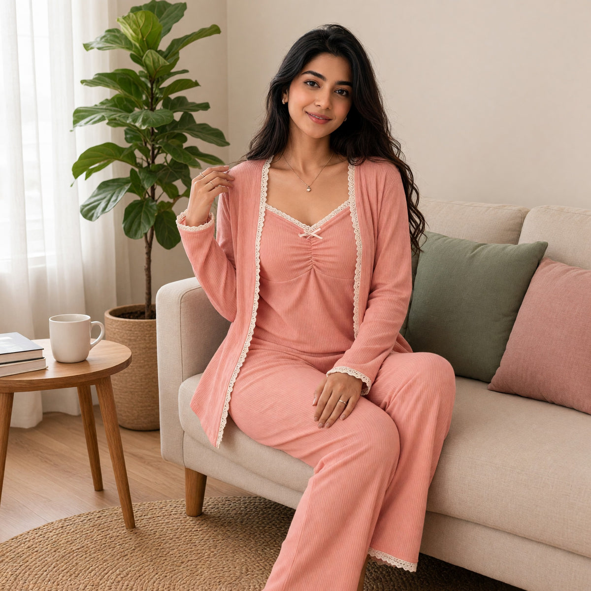 Strawberry Milk 3-Piece Padded Night Suit